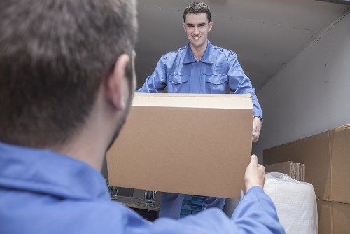 Man and van moving service in Kew with a local street scene